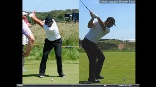 Jon Rahm golf swing  Long Iron faceon amp downtheline July 2017 [upl. by Olia]