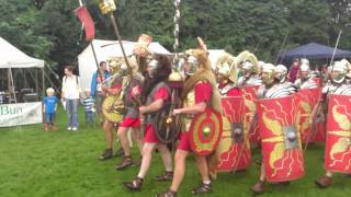 Roman Reenactment at the Amphitheatre in Caerleon Marching In [upl. by Rap]