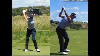 Justin Thomas golf swing  Long Iron faceon amp downtheline July 2017 [upl. by Breger]