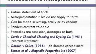 Misrepresentation Lecture 1 of 4 [upl. by Gamages]